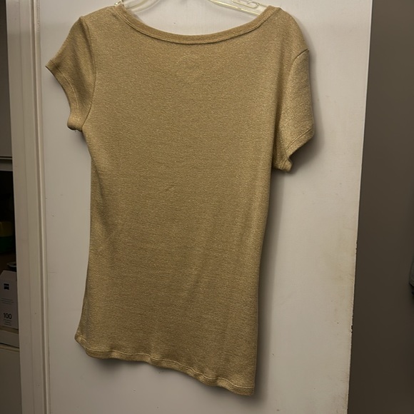 NWOT INC stretch gold shiny top - Picture 5 of 5